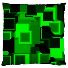 Green Cyber Glow Pattern Large Flano Cushion Case (two Sides) by Simbadda