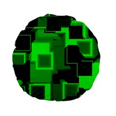 Green Cyber Glow Pattern Standard 15  Premium Flano Round Cushions