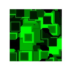 Green Cyber Glow Pattern Small Satin Scarf (square) by Simbadda