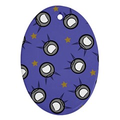 Rockets In The Blue Sky Surrounded Oval Ornament (two Sides)