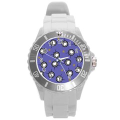 Rockets In The Blue Sky Surrounded Round Plastic Sport Watch (l) by Simbadda