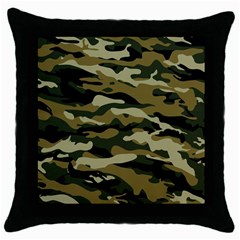 Military Vector Pattern Texture Throw Pillow Case (black) by Simbadda