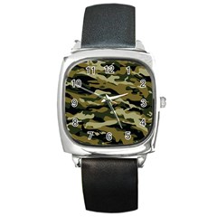 Military Vector Pattern Texture Square Metal Watch by Simbadda