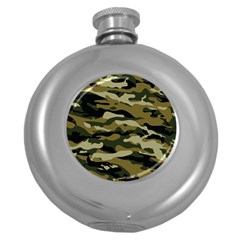 Military Vector Pattern Texture Round Hip Flask (5 Oz) by Simbadda