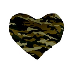 Military Vector Pattern Texture Standard 16  Premium Flano Heart Shape Cushions