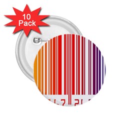 Colorful Gradient Barcode 2 25  Buttons (10 Pack)  by Simbadda