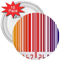 Colorful Gradient Barcode 3  Buttons (10 Pack)  by Simbadda