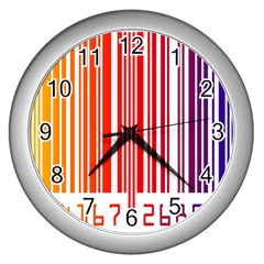 Colorful Gradient Barcode Wall Clocks (silver)  by Simbadda