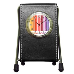 Colorful Gradient Barcode Pen Holder Desk Clocks by Simbadda