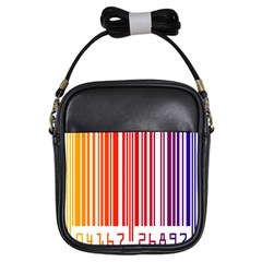 Colorful Gradient Barcode Girls Sling Bags by Simbadda