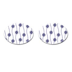 Geometric Flower Seamless Repeating Pattern With Curvy Lines Cufflinks (oval) by Simbadda