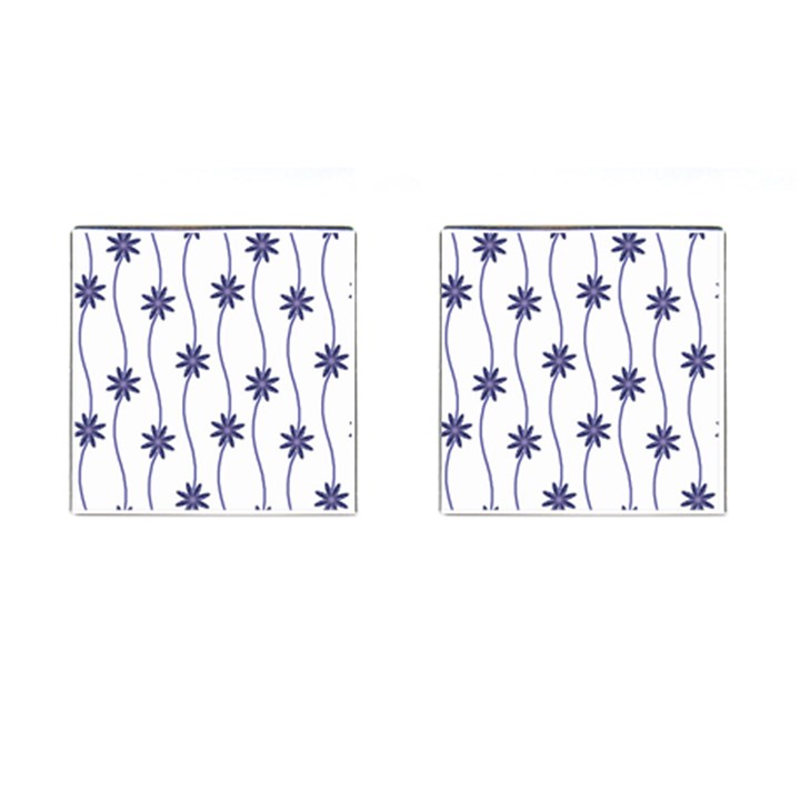 Geometric Flower Seamless Repeating Pattern With Curvy Lines Cufflinks (Square)