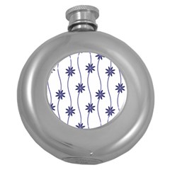 Geometric Flower Seamless Repeating Pattern With Curvy Lines Round Hip Flask (5 Oz) by Simbadda