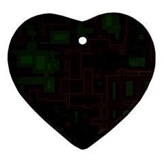 Circuit Board A Completely Seamless Background Design Heart Ornament (two Sides) by Simbadda