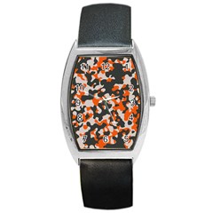 Camouflage Texture Patterns Barrel Style Metal Watch by Simbadda