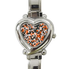 Camouflage Texture Patterns Heart Italian Charm Watch by Simbadda