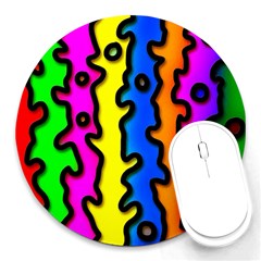 Digitally Created Abstract Squiggle Stripes Round Mousepads by Simbadda