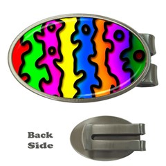 Digitally Created Abstract Squiggle Stripes Money Clips (oval)  by Simbadda