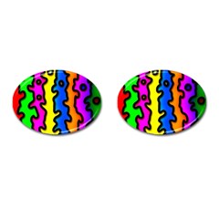 Digitally Created Abstract Squiggle Stripes Cufflinks (oval) by Simbadda