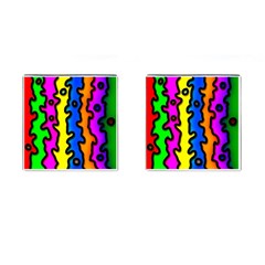 Digitally Created Abstract Squiggle Stripes Cufflinks (square) by Simbadda