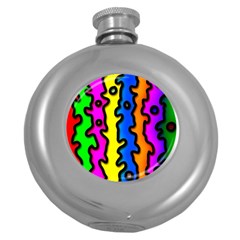 Digitally Created Abstract Squiggle Stripes Round Hip Flask (5 Oz) by Simbadda