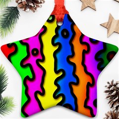 Digitally Created Abstract Squiggle Stripes Star Ornament (two Sides) by Simbadda