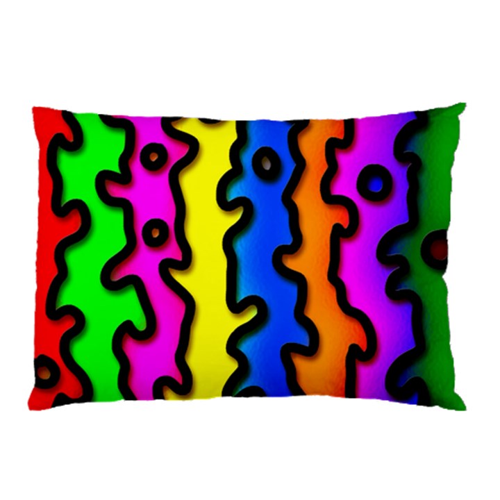 Digitally Created Abstract Squiggle Stripes Pillow Case