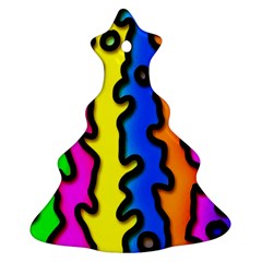 Digitally Created Abstract Squiggle Stripes Christmas Tree Ornament (two Sides)