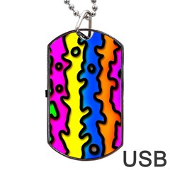 Digitally Created Abstract Squiggle Stripes Dog Tag Usb Flash (one Side) by Simbadda