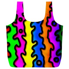 Digitally Created Abstract Squiggle Stripes Full Print Recycle Bags (l)  by Simbadda