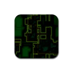 A Completely Seamless Background Design Circuit Board Rubber Coaster (Square) 