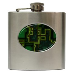 A Completely Seamless Background Design Circuit Board Hip Flask (6 oz)