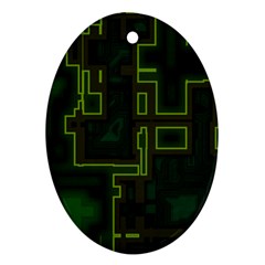 A Completely Seamless Background Design Circuit Board Oval Ornament (Two Sides)