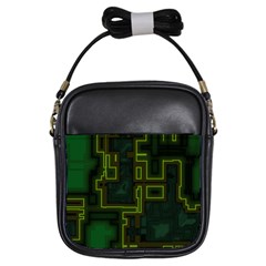 A Completely Seamless Background Design Circuit Board Girls Sling Bags