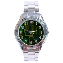 A Completely Seamless Background Design Circuit Board Stainless Steel Analogue Watch