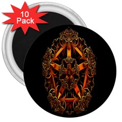 3d Fractal Jewel Gold Images 3  Magnets (10 Pack)  by Simbadda