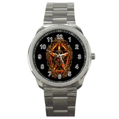 3d Fractal Jewel Gold Images Sport Metal Watch by Simbadda