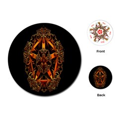 3d Fractal Jewel Gold Images Playing Cards (round)  by Simbadda