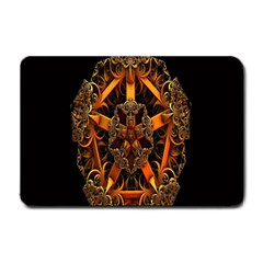 3d Fractal Jewel Gold Images Small Doormat  by Simbadda