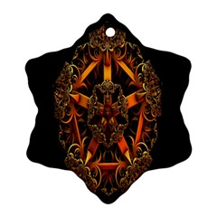 3d Fractal Jewel Gold Images Snowflake Ornament (two Sides)