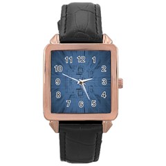 Zoom Digital Background Rose Gold Leather Watch 