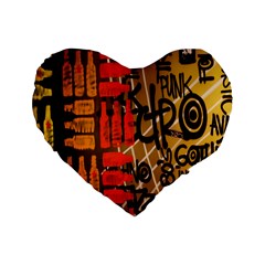 Graffiti Bottle Art Standard 16  Premium Flano Heart Shape Cushions