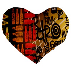 Graffiti Bottle Art Large 19  Premium Flano Heart Shape Cushions