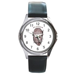 Scary Vampire Drawing Round Metal Watch by dflcprints