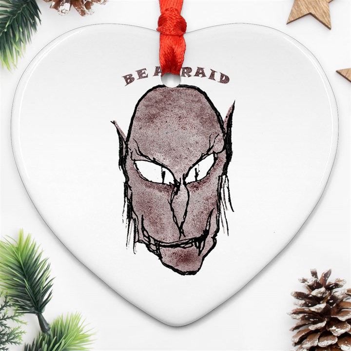 Scary Vampire Drawing Heart Ornament (Two Sides)