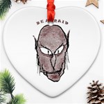 Scary Vampire Drawing Heart Ornament (Two Sides) Back