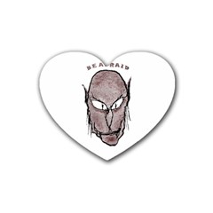 Scary Vampire Drawing Rubber Coaster (heart)  by dflcprints