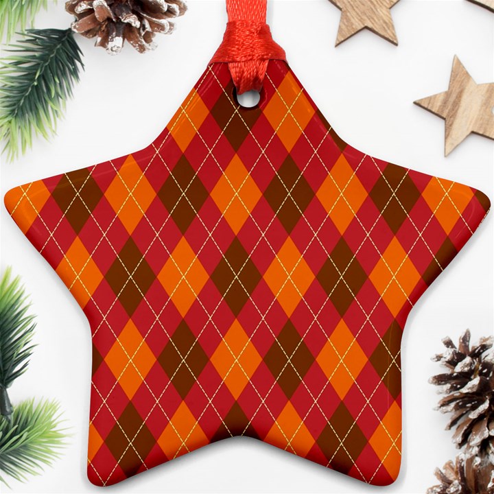 Argyle Pattern Background Wallpaper In Brown Orange And Red Ornament (Star)