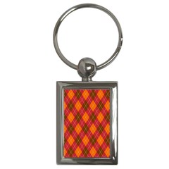 Argyle Pattern Background Wallpaper In Brown Orange And Red Key Chains (rectangle)  by Simbadda