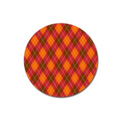 Argyle Pattern Background Wallpaper In Brown Orange And Red Magnet 3  (round) by Simbadda